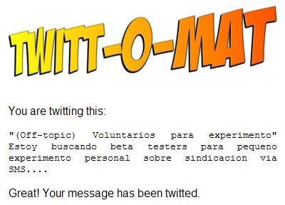 Feedback que ofrece el servicio cuando se ha enviado la notificacin va Twitter